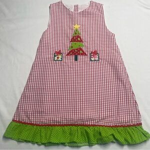 Candyland Christmas Dress with Applique and Ruffle . Girls size 6. Preowned.